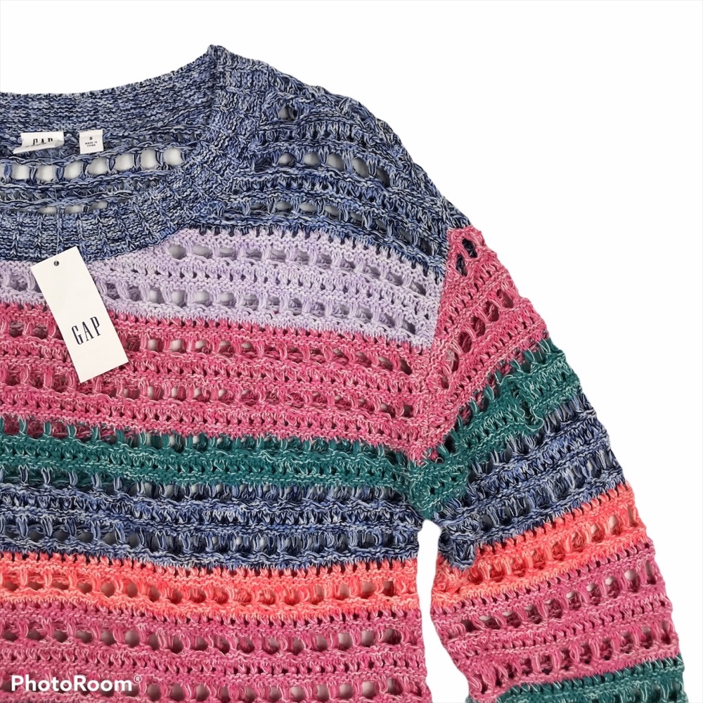 Gap Colorful Striped Open Knit Sweater - Picture 3 of 9